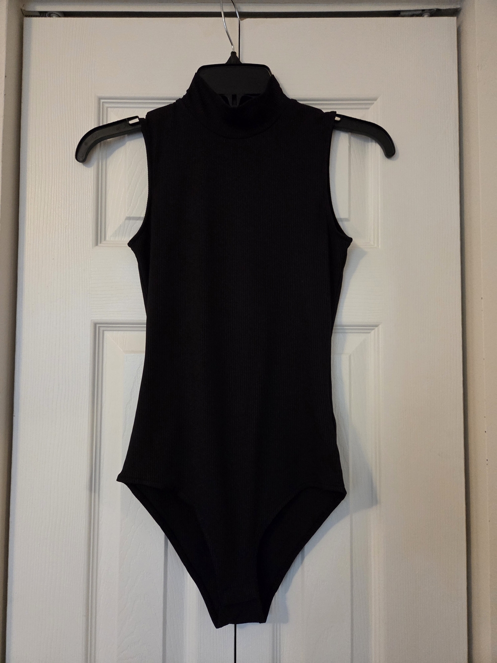 H&M Black Sleeveless Mock Neck Ribbed Bodysuit